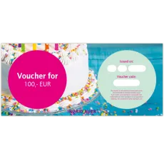 Voucher for EUR 100,00: Congratulation motive ‘Cake’