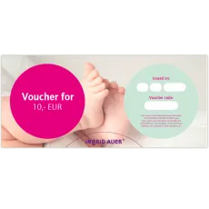 Voucher for EUR 10,00: Congratulations motive ‘Baby’