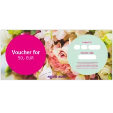 Voucher for EUR 50,00: Congratulations motive ‘Flowers’