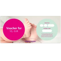 Voucher for EUR 10,00: Congratulations motive ‘Baby’