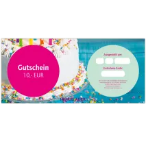 Gutschein über EUR 10,00: Glückwunsch Motiv "Torte"