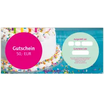 Gutschein über EUR 50,00: Glückwunsch Motiv "Torte"