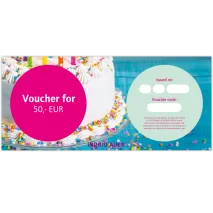 Voucher for EUR 50,00: Congratulation motive ‘Cake’